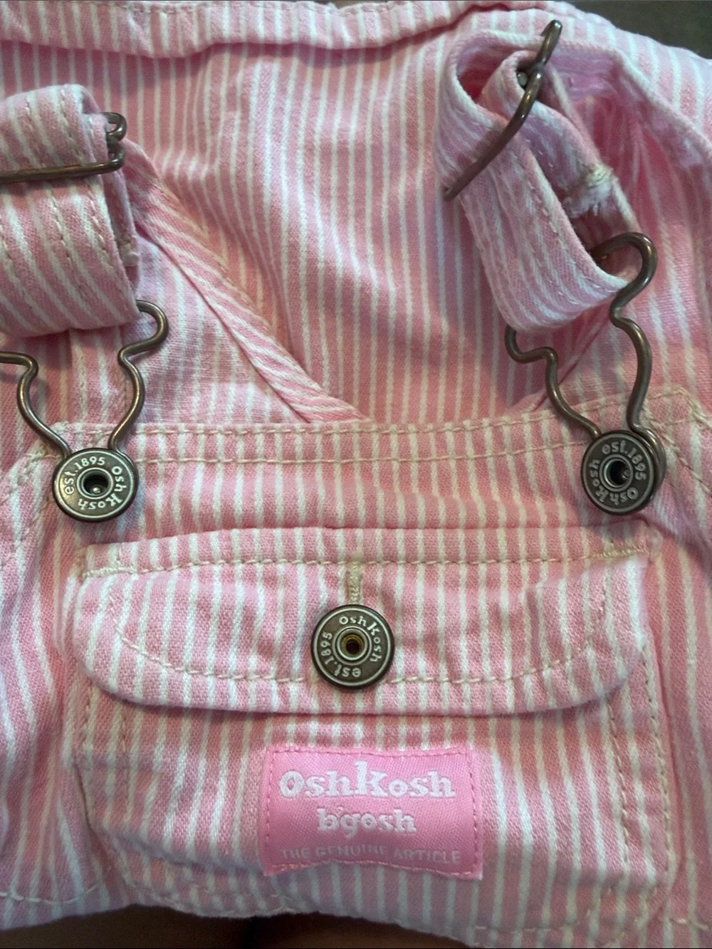 OshKosh B'gosh Pink White Striped Girl's Overall Skirt